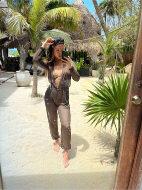LaQuan Smith Metallic Jumpsuit Cover-up